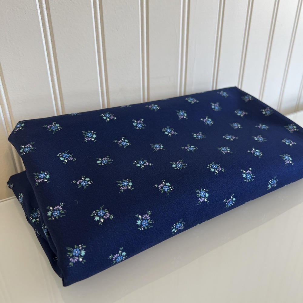 Vintage Peter Pan Remnant Navy Blue With Flowers Grandma 44x90